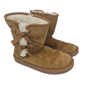 UGG Koolaburra Brown Sherpa Lined Soft Warm Fall Harvest Winter Bootie Cozy Sz 3
